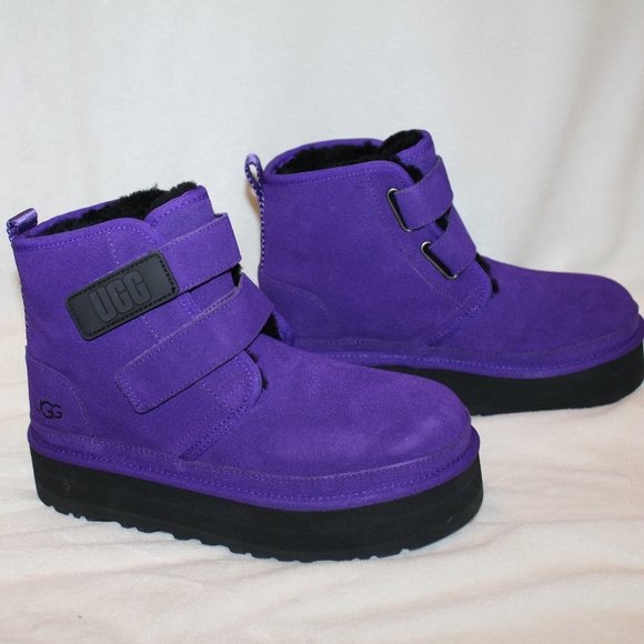 NIB YOUTH 4 5 WOMEN'S 6 7 SUEDE PLATFORM ANKLE WINTER BOOTS PURPLE - Picture 2 of 10
